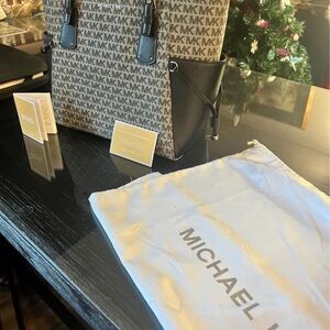 Michael Kors Black and Brown Monogram Tote